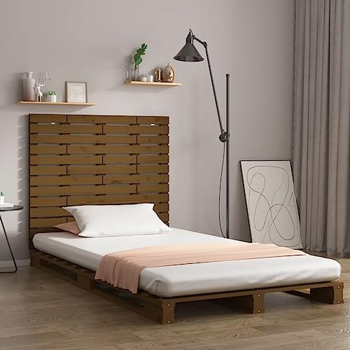 CKioict Betthaupt Wandkissen Bett Bettkopfteil Schlafzimmer Wand-Kopfteil Honigbraun 146x3x91,5 cm Massivholz KieferGeeignet für Schlafzimmer, Gästezimmer, Schlafsaal