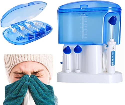 Kit per risciacquo sinusale, irrigazione nasale elettrica per risciacquo nasale, Macchina per la Pulizia del Naso da 1000 ml con 4 beccucci, detergente per Lavaggio nasale per soll
