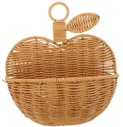 Cabilock Elegante Hängeform Rattankorb Wandaufbewahrung Körbe Dekorativer Obst-organizer für Wohnzimmer