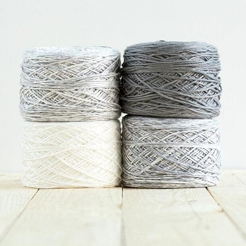 Revolution Fibers Babydecken-Set | Farbverlaufsgarn (4 Knäuel), 50 % Baumwolle und 50 % Viskose | Muster enthalten | Helios-Grau