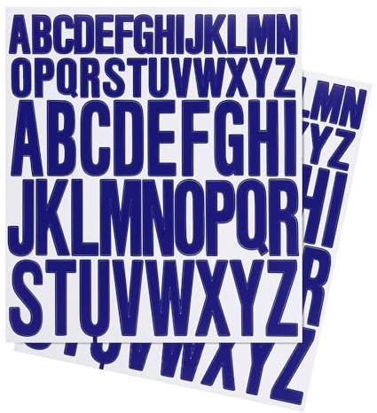 PATIKIL Pegatinas de Letras de 1 Pulgada Y 2 Pulgadas, 12 Hojas de Adhesivos de Letras de Vinilo Autoadhesivas para Decorar Buzones, Ventanas, Puertas, Gorras, Color Azul