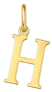 Rodium – Buchstabenanhänger H aus 585er Gelbgold – 14-Karat-Initialen-Anhänger für Halskette oder Armband – Geschenk für Frauen – hergestellt in Italien