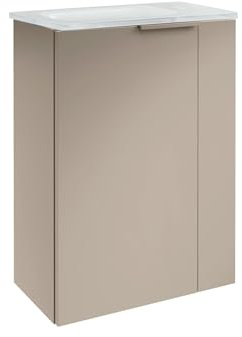 FACKELMANN B.Paris Gäste WC Waschtisch Set SBC – 45 cm breit, Grau, Waschbecken aus Glas Weiß, Türanschlag Links, Maße: (45 x 60 x 25 cm)