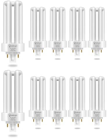 TobeBright 26W 4 Pin Lampadina Fluorescente Compatta Gx24Q-3 Base, Bianco Caldo 2700K 4 Pin Triple Tubo CFL PLT-26W 827 Plug in Lampadina CFL Risparmio Energetico per Ufficio Soggiorno Cucina, 10-pack