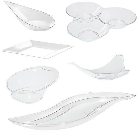 Perla, 300 Piattini per Antipasti in Plastica Riciclabile, Ciotoline Finger Food Monoporzioni, Piatti per Degustazione Riutilizzabili per Aperitivo, Feste ed Eventi