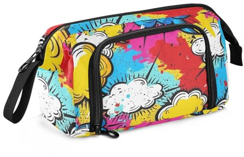 Mnsruu Federmäppchen mit großem Fassungsvermögen, farbige Wolken, Stifteetui, Schreibwaren-Tasche, Schule, Uni, Büro, Organizer für Teenager, Erwachsene, Studenten, Farbige Wolken, Einheitsgröße,