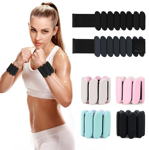 Pesi da polso, 2 pezzi, pesi da polso e caviglia, per donne e uomini, braccialetti regolabili in silicone adatti per passeggiate, yoga e palestra, allenamento braccia e gambe, 0,9 kg (nero)