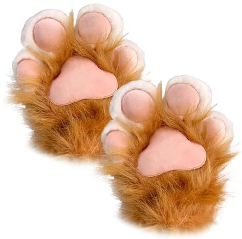 NASSMOSSE Katttass-handskar 1 par plysch lurviga tassar vantar therianhandskar för cosplay och anime-konvention utklädningstillbehör, Orange, M