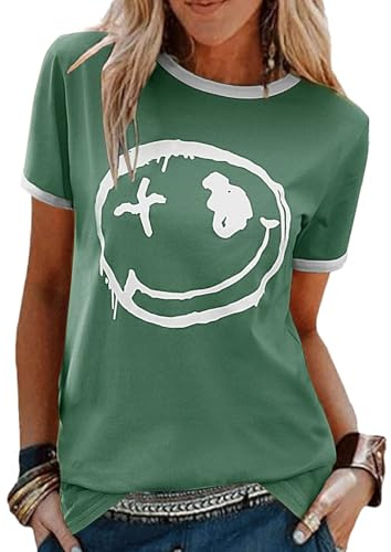 heekpek T Shirt Donna Magliette Donna Manica Corta T-Shirt Cotone Top Blusa Estivo Crew Neck Graphic Tee Maglietta Camicia Casual