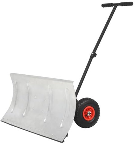 Genérico Pala quitanieves Manual con Ruedas, 100 x 44 cm, Pala quitanieves de Metal Resistente para Entrada de vehículos, Gran Juego de Herramientas para Quitar Nieve en Invierno