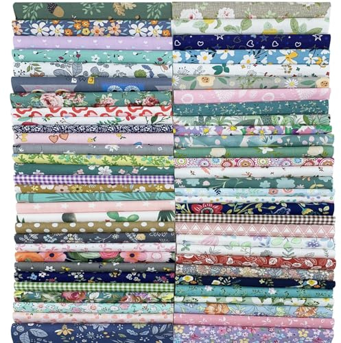 EDGEAM Lot de 20 tissus à coudre en coton - 20 x 20 cm - Pour patchwork - Tissu carré - Pour bricolage, artisanat, couture, patchwork (fleurs, 20 pièces de 20 x 20 cm)
