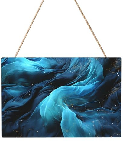 Holzkreise zum Basteln, 20,3 x 30,5 cm, Holzscheiben, blauer Stoff, Holztürhänger, Schild, hängende rechteckige Holzscheiben mit Bindfaden, Holzornament für Schild, Türhänger, Zuhause, Urlaub