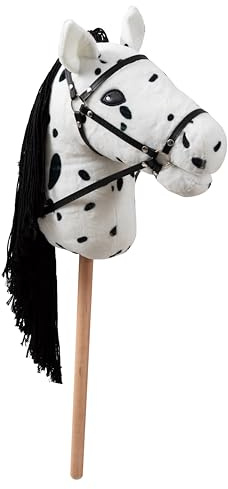 Ella & Piet® Großes Hobby Horse Pferd Cookie mit Aufbewahrungsbeutel Steckenpferd Springpferd Spielpferd weicher Plüsch Größe wie A3 (Weiß-Schwarz)