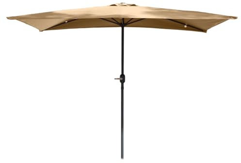 Sombrilla rectangular grande de 8 x 4 pies para patio al aire libre con manivela, protección UV, impermeable, sombrilla de jardín para césped, terraza, patio, piscina, mercado, mesa, sombrilla para
