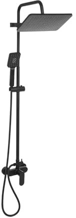 RjcdOPL - Columna de ducha para cuarto de baño, ajustable en altura, ducha superior giratoria de 360°, núcleo del grifo de cerámica (Negro)