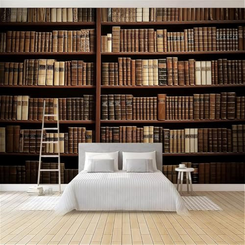 Fotomurales Decorativos Libros Antiguos Papel Pintado 350x256 cm 3D Mural Estante Para Libros Murales Póster Pared No Tejido Dormitorio Salón Paredes Decoración Fotomural Panorámico q7725