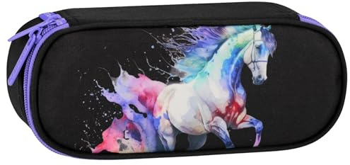sarcia.eu Trousse d'écolier à Compartiments, Sachet pour Fille, Cheval, Noir 5x22x10cm (Cheval Compartiments)