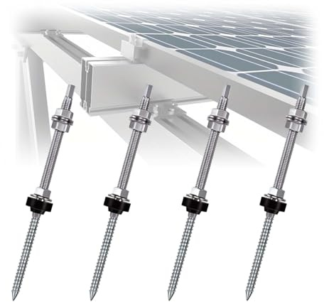 tintoke4Stk Photovoltaik Stockschraube aus Edelstahl,M10 x 250mm Edelstahl Solar Stockschrauben,wetterfeste M10 Stockschrauben,mit Dichtung & Sperrzahnmutter,für Photovoltaik- Solarbefestigung
