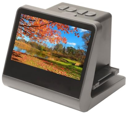 24 megapixel film- och bildskanner, digital filmskanner, med stor 5-tums skärm och HDMI, konverterar 35 mm/126/110/super 8-film och 135/126/110 diabilder till digitala foton Um, integrerat minne (16