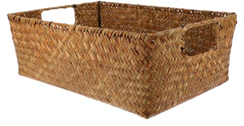 TOYZFRIENDY Panier Rangement Rectangulaire Jacinthe Eau Tressée Main Boîte de Rangement pour Vêtements et Objets Divers Organiseur de Bureau et Cadeau Pratique Dimensions Couleur Jaune