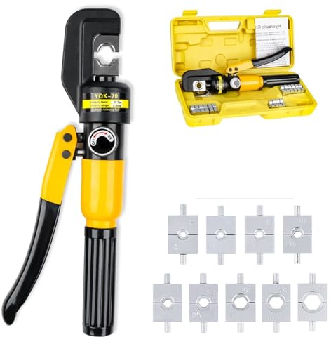 Pinza crimpatrice idraulica, Pressa Idraulica 4-70mm² 4-6-8-10-16-25-35-50-70mm² Home Tools Pinze 10T Fai Da Te Crimpatura Terminali For Cavi,per rame e alluminio(4-70mm-Yellow)