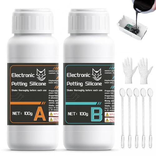 NICE2MEU 200ml Elektrovergussmasse Schwarze, Vergussmasse Elektronik, Isolierend Feuchtigkeitsbeständig, Staubdicht, Gießharz Elektro für den Schutz elektronischer Bauteile