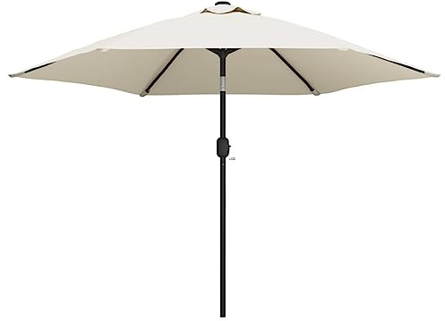 Balkonschirm Balkon Regenschutz,Ampelschirm mit LED-Beleuchtung 3 m Sandweiß,Sonnenschirme für Balkon,Garten & Terrasse