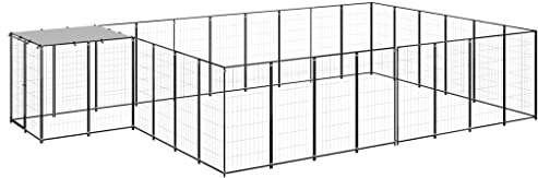 Hundezwinger für Draußen Welpenlaufstall,Hundezwinger Schwarz 15,73 m² Stahl für Hunde, Andere Haustiere