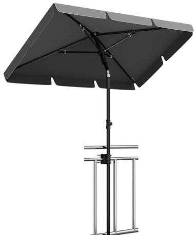 Garvee Parasol rectangulaire extensionérieur – Protection solaire UPF 50+ – Housse incluse – Idéal terrasse, balcon, jardin – Polyester gris 160PA