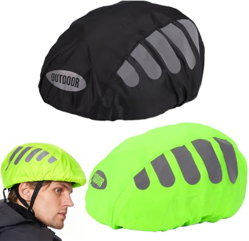 JRYXDS 2 Stück Regenschutz für Fahrradhelm, winddichter Regenüberzug, atmungsaktiver und wasserfester Helmüberzug, Reflektierende Fahrrad Regenhaube für alle Helme
