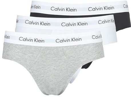 Calvin Klein Men's Hip Briefs, Black/White/Grey Heather, M
