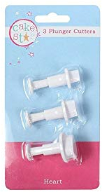 Cake Star Plunger Cutter Heart 3 Piece Set, Heart Cookie Cutter for Cake Decorating, Icing, Fondant, Marzipan White