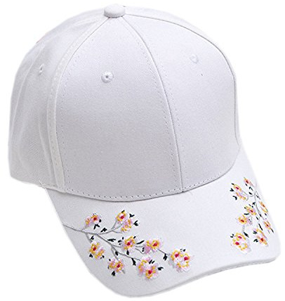 Kuyou Damen Schildmütze Baseball Cap Hip Hop Sport Kappe Hüte (Blume Weiß)