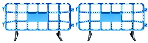ADO - Valla de plástico obra peatonal azul, valla reforzada con patas extraíbles de 2 metros (2- Vallas)