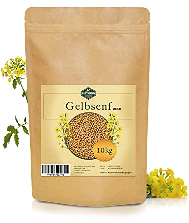 Martenbrown® 10kg Gelbsenf Ganze Körner - Weiße Senfsaat zur Gründüngung | Hochwertiges Saatgut für Bodenverbesserung & Nützlingsförderung | Natürlich, Glutenfrei & Umweltfreundlich