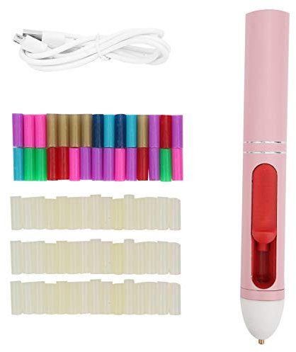 Mini set di pistole per colla a caldo, cordless a forma di penna colorata fusa per artigianato fai da te, batteria al litio ricaricabile USB da 2200 mAh