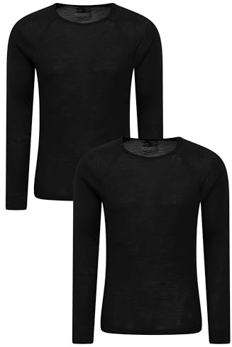 Mountain Warehouse Haut Thermique col Rond Hommes Talus - séchage Rapide, Entretien Facile, col Rond, Manches Longues, Respirant, Haute Absorption, léger, Hiver Noir XXS