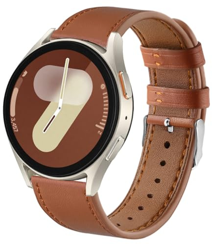 DEALELE Armband kompatibelt med Samsung Galaxy Watch 4/4 Classic/Galaxy 5/5 Pro/Galaxy 3 41 mm/Galaxy Watch 42 mm/Active 2 20 mm läderarmband, ersättningsarmband för Huawei GT2/GT3 42 mm, brun