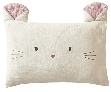 Vertbaudet Babyschlafsack aus Baumwollgaze, Weiß, Tierdruck, 40x60 cm, Kissenbezug