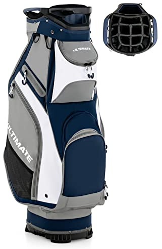 COSTWAY Bolsa Golf con 14 Palos, Bolsa de Carro de Golf Ligera y Portátil, 7 Bolsillos con Cremallera, Capucha para Lluvia, Cart Bag, Soporte para Paraguas, Unisex Adulto