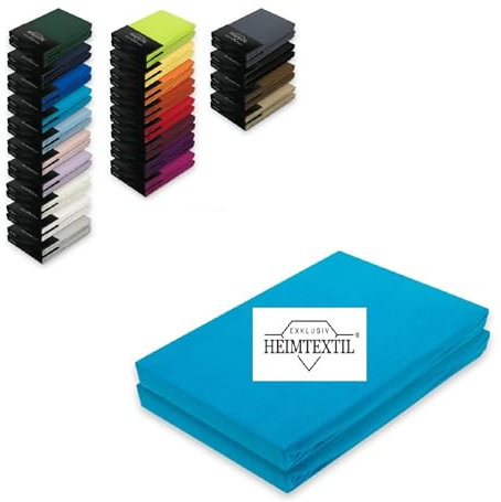 EXKLUSIV HEIMTEXTIL Doppelpack Jersey Spannbettlaken Premium Türkis 140-160 x 200 cm