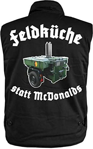 Spaß Kostet Männer Ranger Weste mit Futter Feldküche DDR NVA Gulaschkanone (mit Rückendruck) Größe S - 5XL