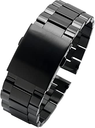 REFKIT Edelstahl Uhrenarmband für Diesel DZ4318, DZ4323, DZ4283, DZ4309 - 26 mm, gebogenes Ende, massives Metallarmband - Schwarz, 19 cm, 4 mm