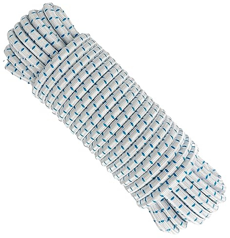 Cuerda elástica Trenzada con núcleo de látex Natural. 6 mm * 10 m. | Poliéster de alta tenacidad para sujetar cargas, toldos y hamacas; ideal para náutica y deporte, flexible y hecha en España.