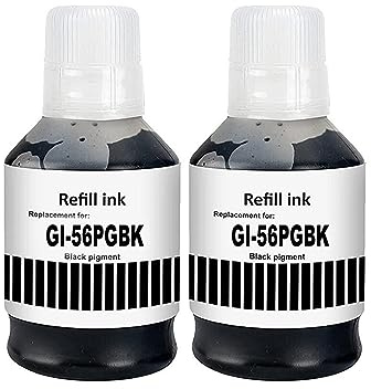 GI-56 GI56 Pigment Tinte Kompatibel mit Canon GI56 56 Tintenpatrone Multipack kompatibel für MAXIFY GX7050 GX6050 GX5050 GX4050 GX3050 (2-Pack, 2 x schwarz)