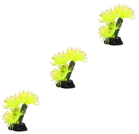 ABOOFAN 3stücke Künstliches Korallenstück Für Aquarium Dekoratives Artefakt Gelb Für Fischbecken