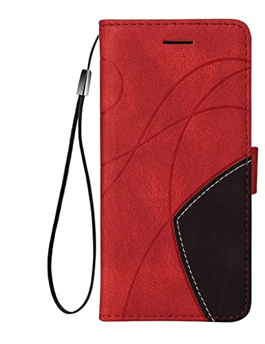 SEAHAI Cuero Funda para Motorola Moto G84 5G Billetera Estuche, Carcasa con Tarjetero/Cierre Magnético/Suporte, Ultradelgado Cartera Flip PU Cover Case - Rojo
