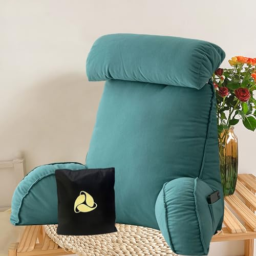Ergonomisches Bett Kissen Rückenkissen | Lesekissen für Bett und Sofa | Extragroßes Lesekissen mit Armlehnen und Abnehmbarem Nacken | Bettruhekissen zum Spielen | Lesen | Fernsehen 75 x 40 x 58 cm
