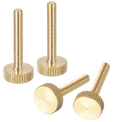 QUARKZMAN Vis à Oreilles Cannelées M4x25mm, 4 Pièces, Tête Plate Cannelée, Vis à Oreilles en Laiton Entièrement Filetées, Boutons de Serrage, Fixations