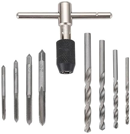 NestNook T-Handle Ratchet Tap Adjustable Tap Threading Wrench Drill Bit Set M3 M4 M5 M6 Metric Metal Hand Thread Taps for Tap and Die Sets